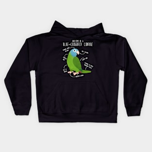 Blue-Crowned Conure Parrot Anatomy Kids Hoodie